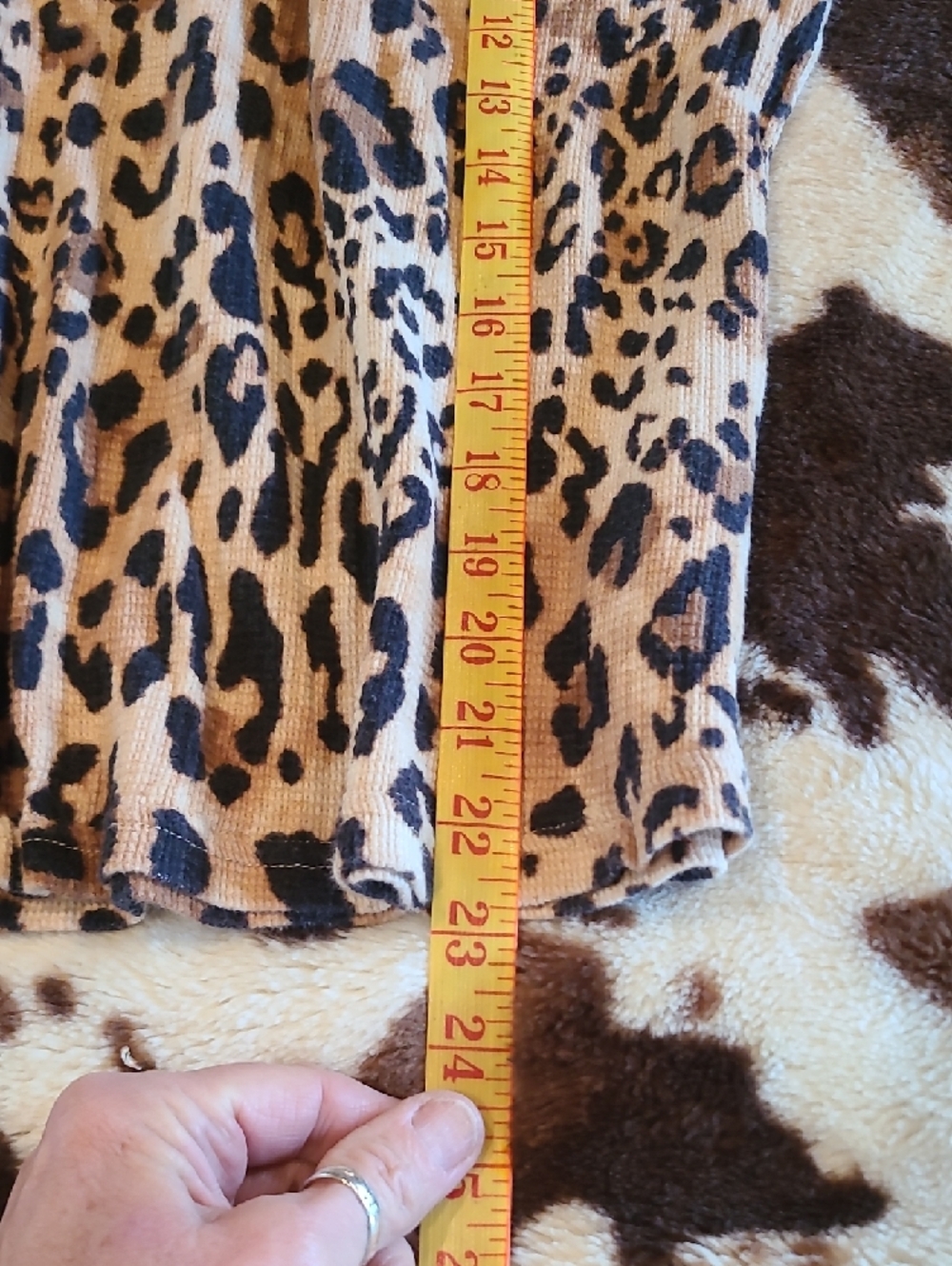 Chaps Leopard Print Hooded Top in Tan and Black - Picture 5 of 5